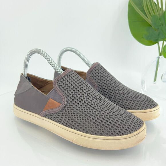 OluKai Women's Pehuea Shoe Size 7.5 Slip On Loafer Flats Gray Mesh Convertible - Picture 2 of 12